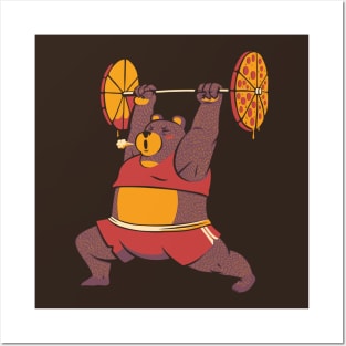 Squat Bear Gym I Love to Eat Pizza Posters and Art